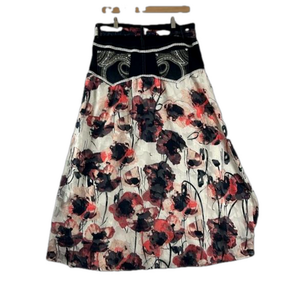 Unbranded Coastal Cowgirl Denim Waist w/ Floral Flared Maxi Skirt - Picture 8 of 12